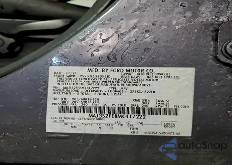 2021 Ford Ecosport S from USA, damaged, VIN MAJ3S2FE8MC417222